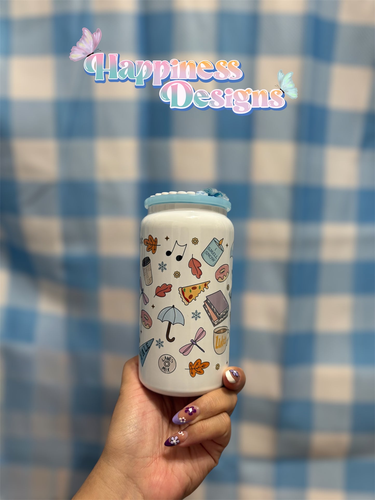 GG Fall Stainless Steel Cup with decorated lid